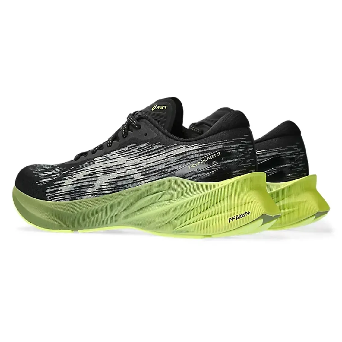 Mens ASICS Novablast 3 - Black / Dried Leaf Green