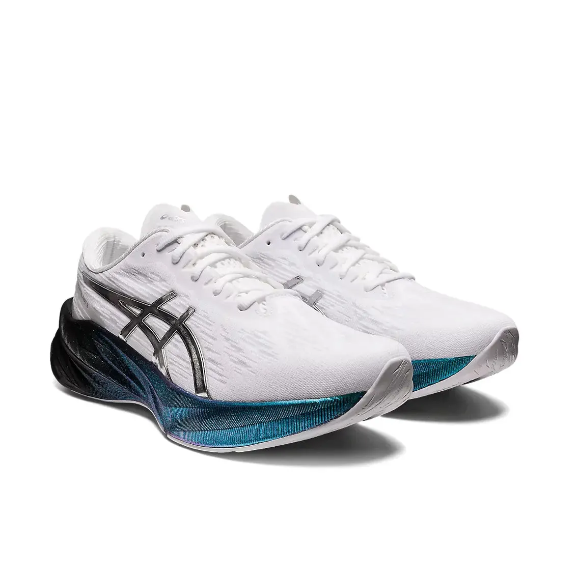 Mens ASICS Novablast 3 Platinum - White/ Pure Silver