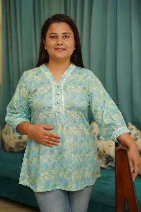 Mint Green Printed Rayon Kurta