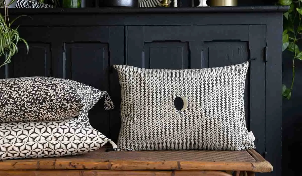 Monochrome Eclipsed Sun Cotton Cushion