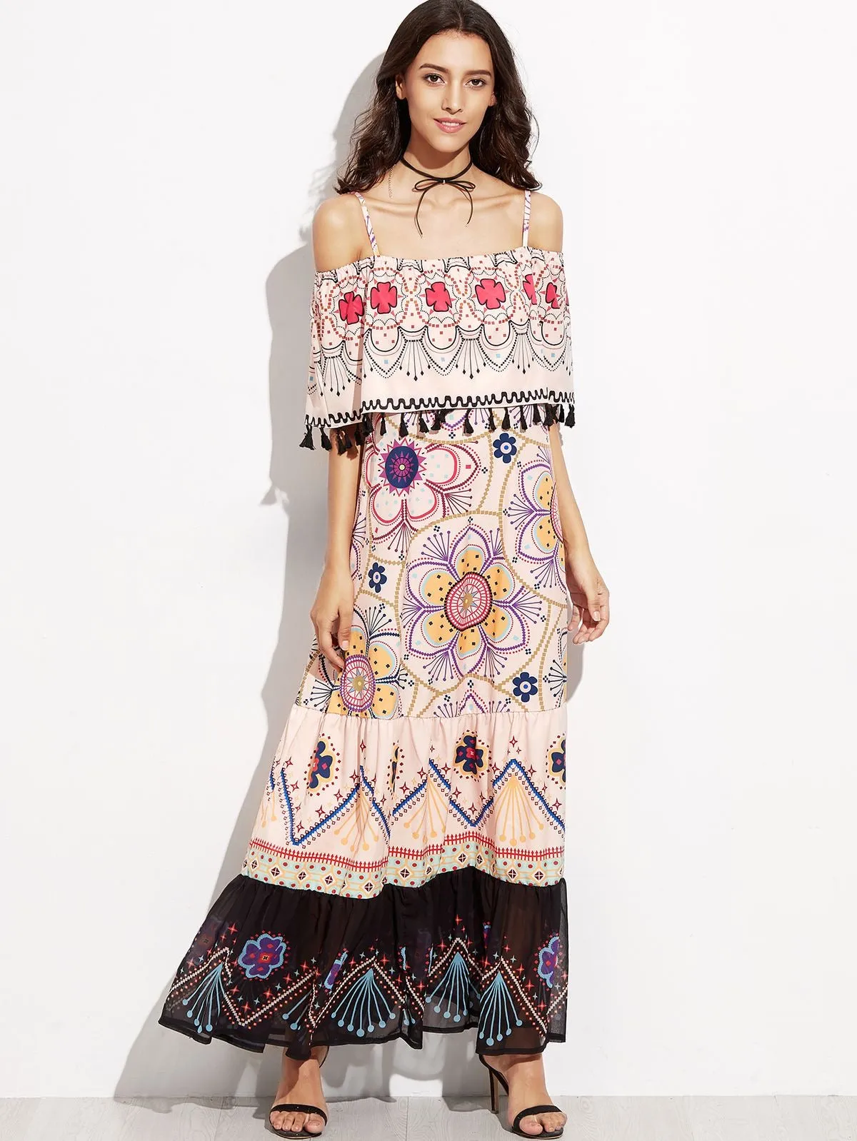 Off Shoulder Boho Summer Dress, Bohemian Maxi Dress For Women