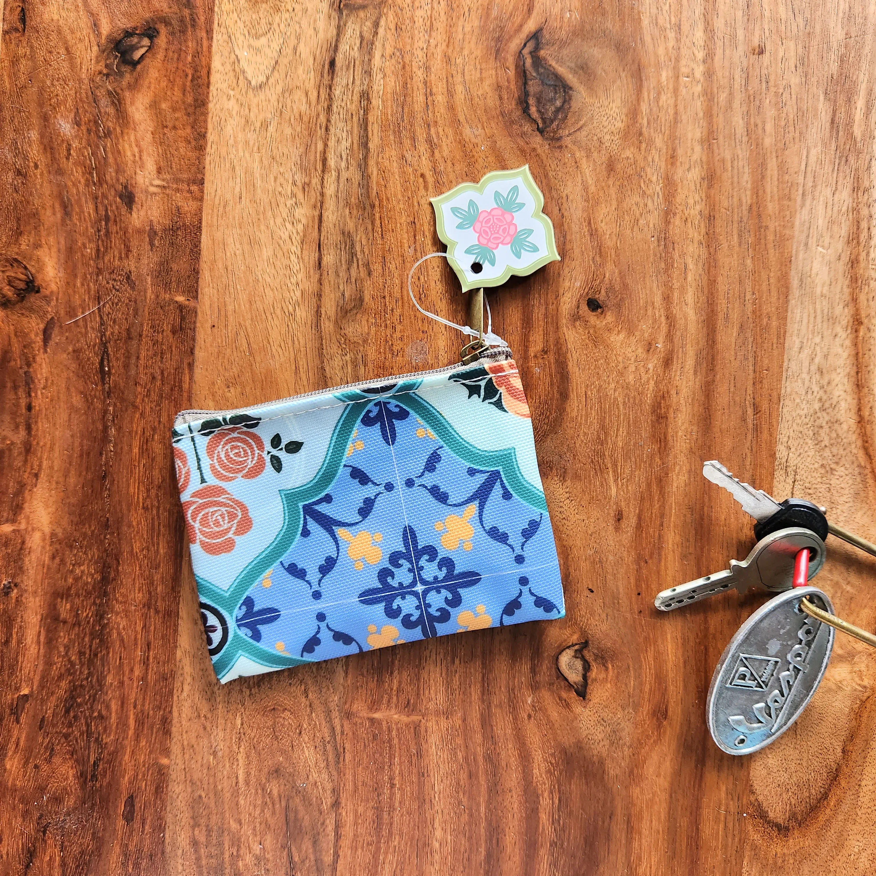 Peranakan Rose Tile Coin Pouch