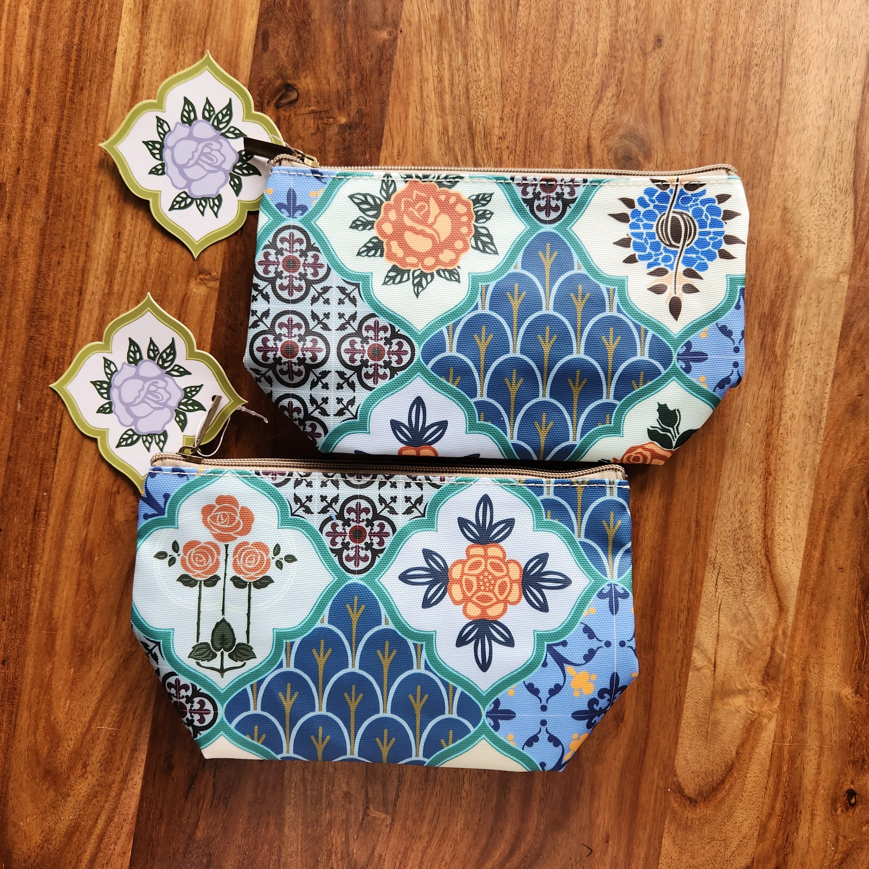 Peranakan Rose Tile Make-up Pouch