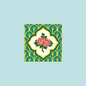 Peranakan Tile Enamel Pin Green Rose