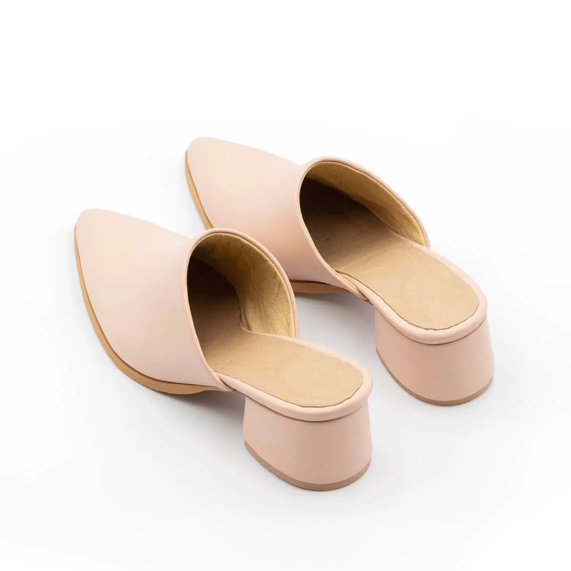 Pink Mules Covered Heel