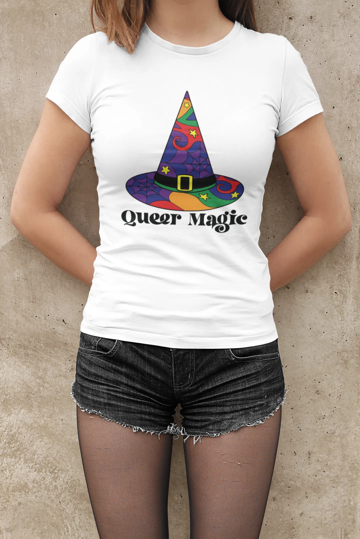 Queer Magic Pride Rainbow Witch Hat Tee - Unisex Shirt