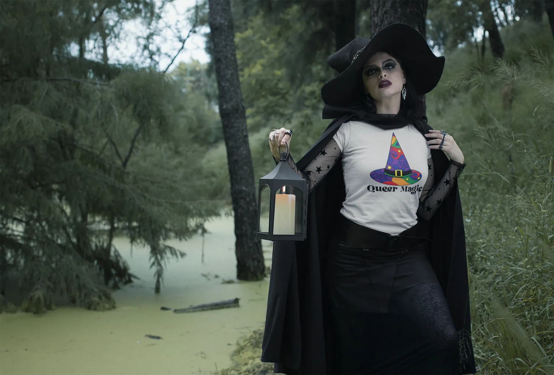 Queer Magic Pride Rainbow Witch Hat Tee - Unisex Shirt