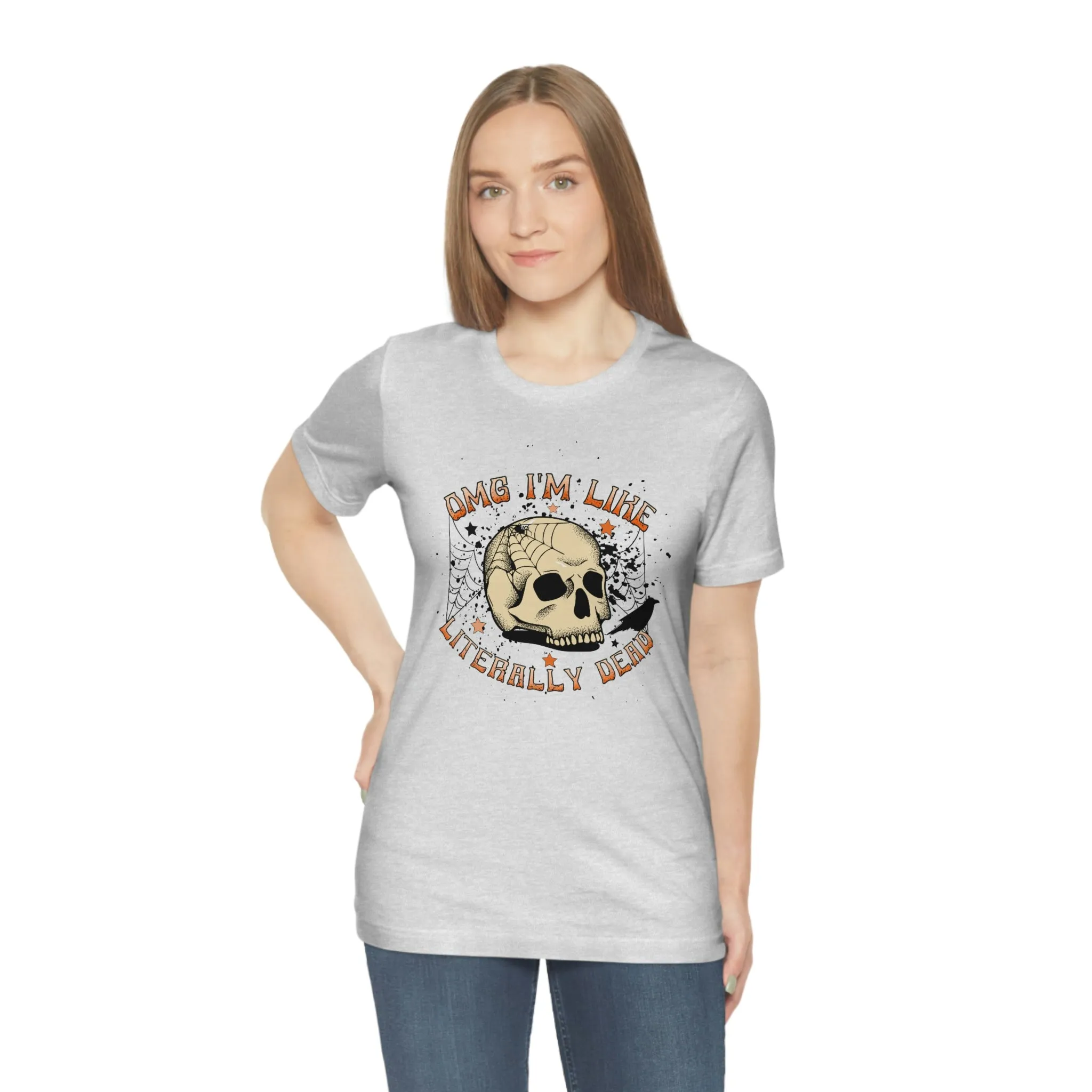 "Literally Dead" Skull And Spiderweb Tee - Unisex Shirt