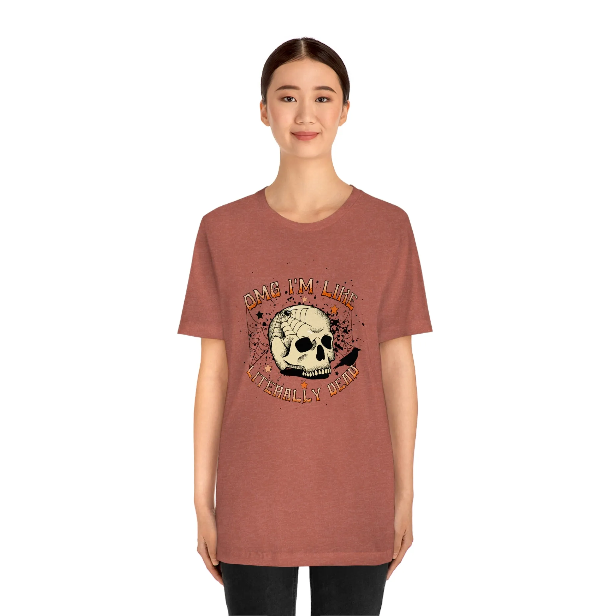 "Literally Dead" Skull And Spiderweb Tee - Unisex Shirt