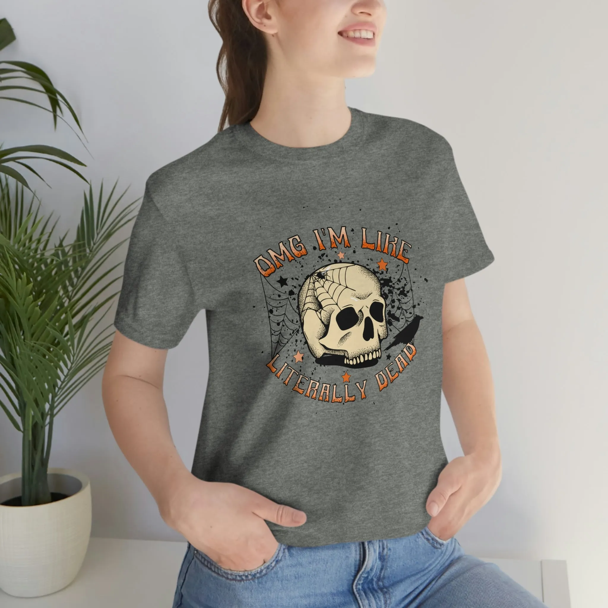 "Literally Dead" Skull And Spiderweb Tee - Unisex Shirt