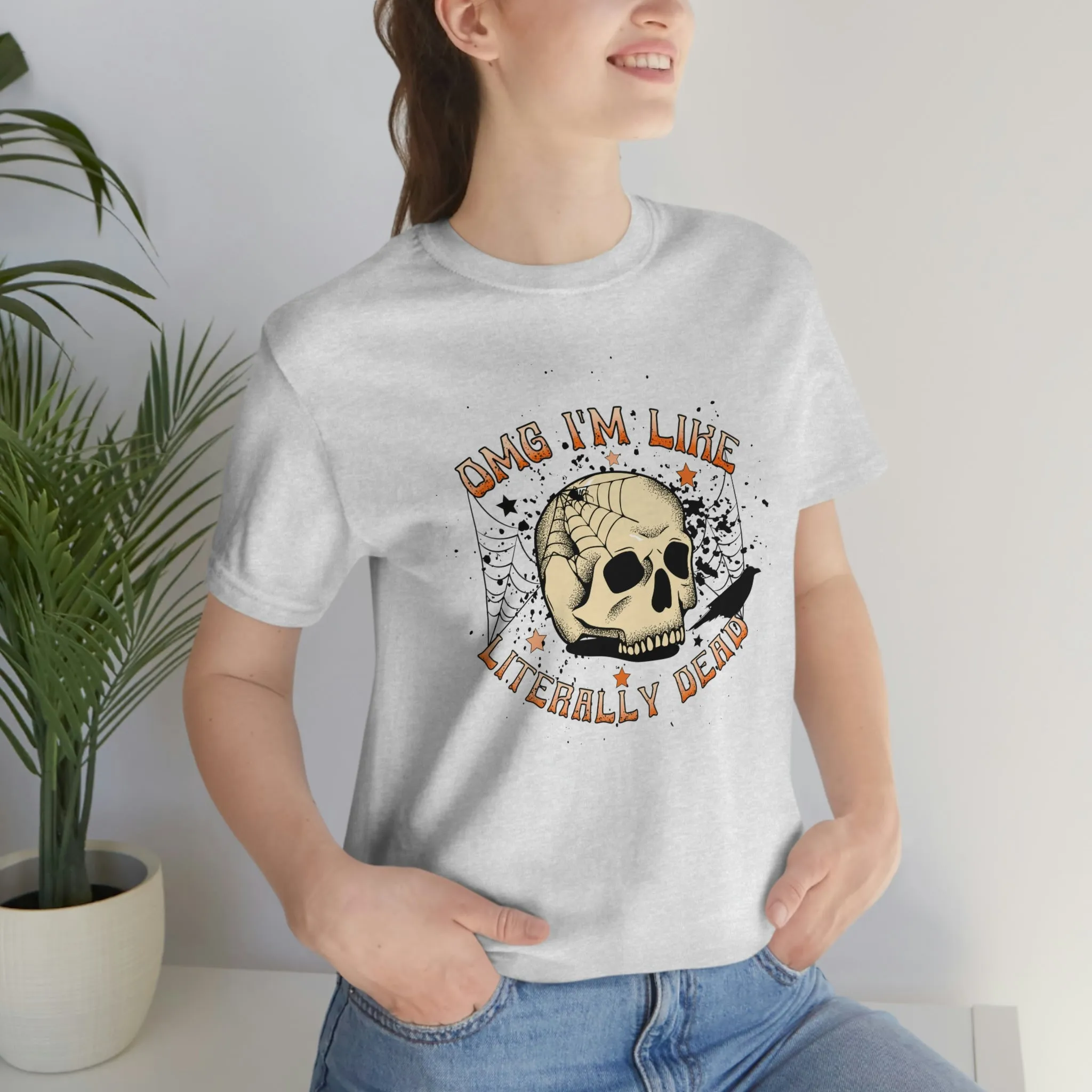 "Literally Dead" Skull And Spiderweb Tee - Unisex Shirt