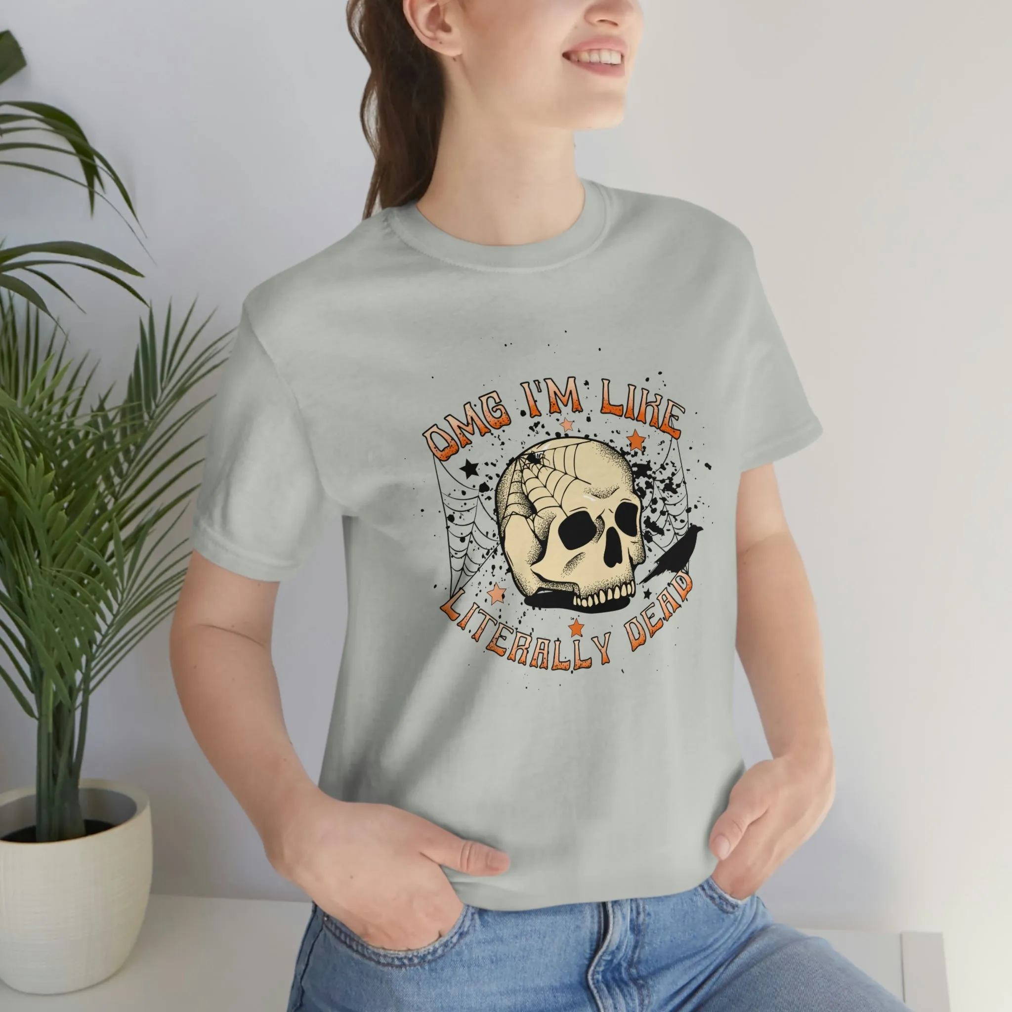 "Literally Dead" Skull And Spiderweb Tee - Unisex Shirt