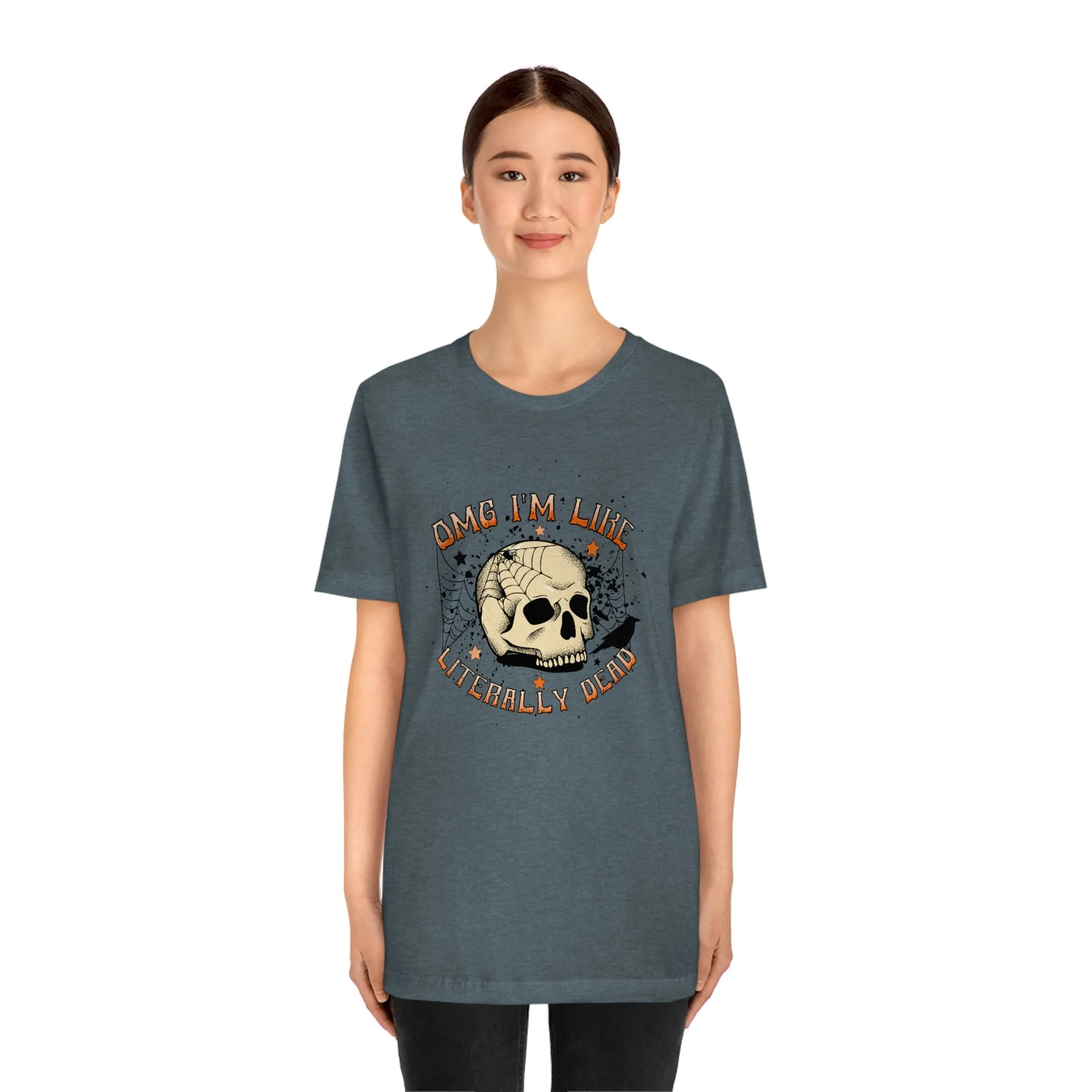 "Literally Dead" Skull And Spiderweb Tee - Unisex Shirt