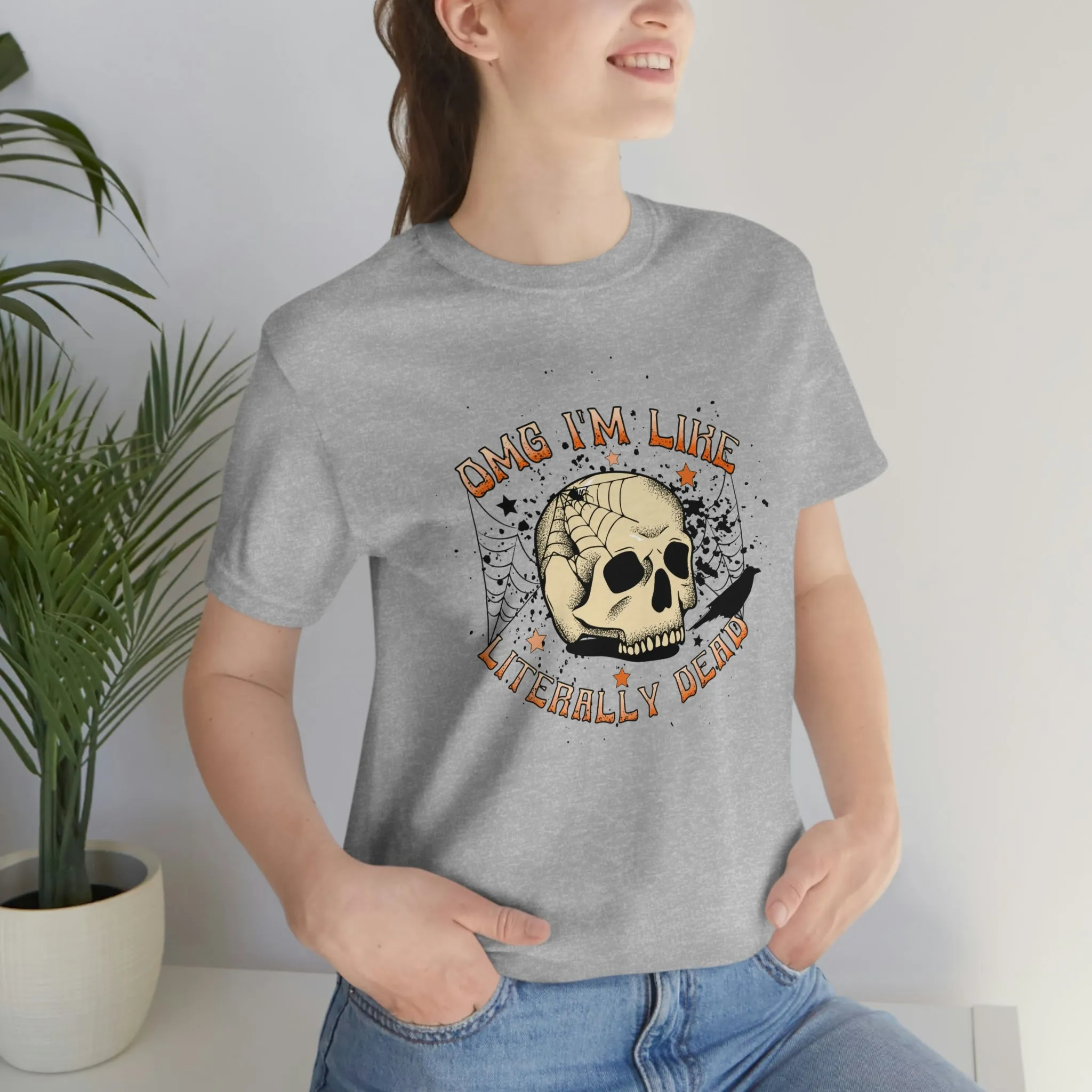 "Literally Dead" Skull And Spiderweb Tee - Unisex Shirt