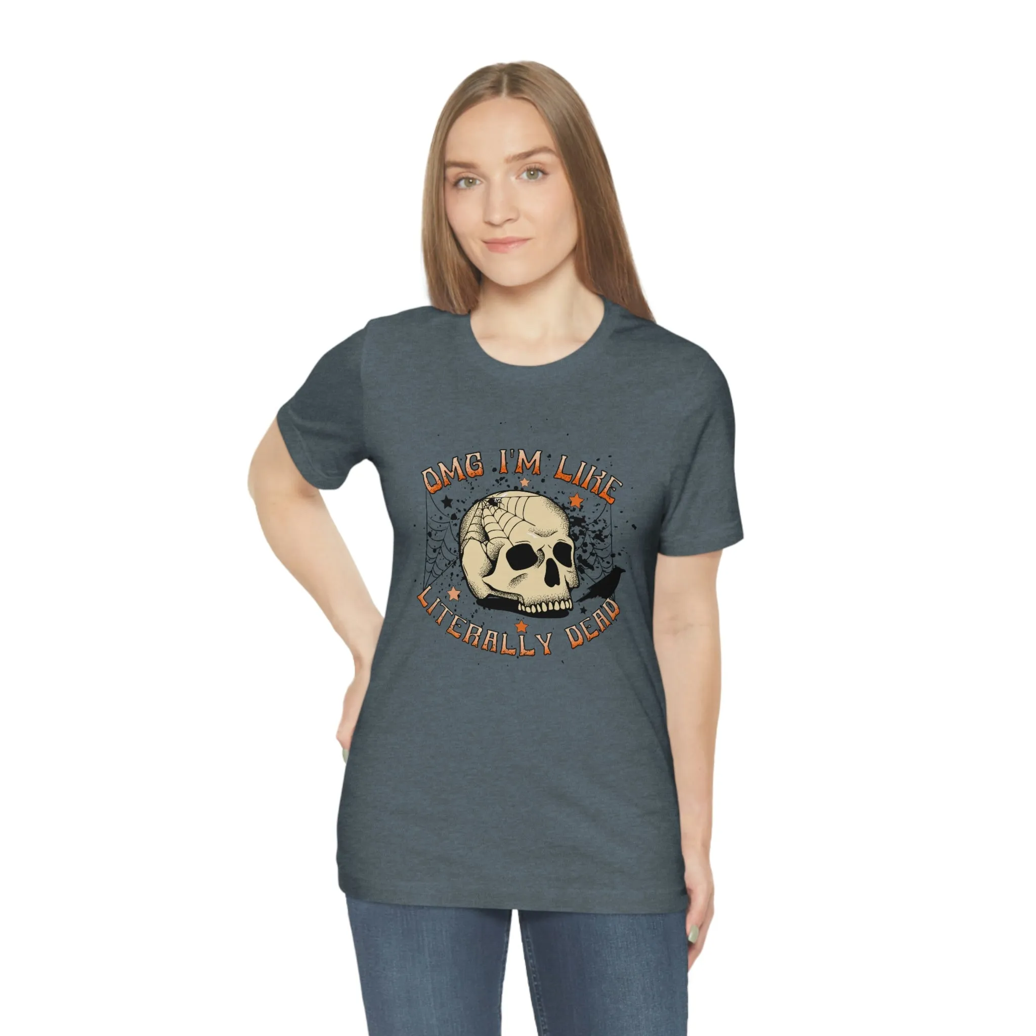 "Literally Dead" Skull And Spiderweb Tee - Unisex Shirt