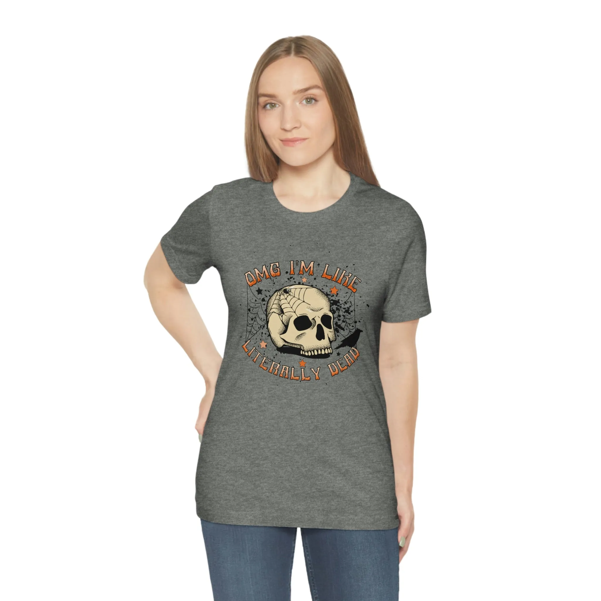 "Literally Dead" Skull And Spiderweb Tee - Unisex Shirt