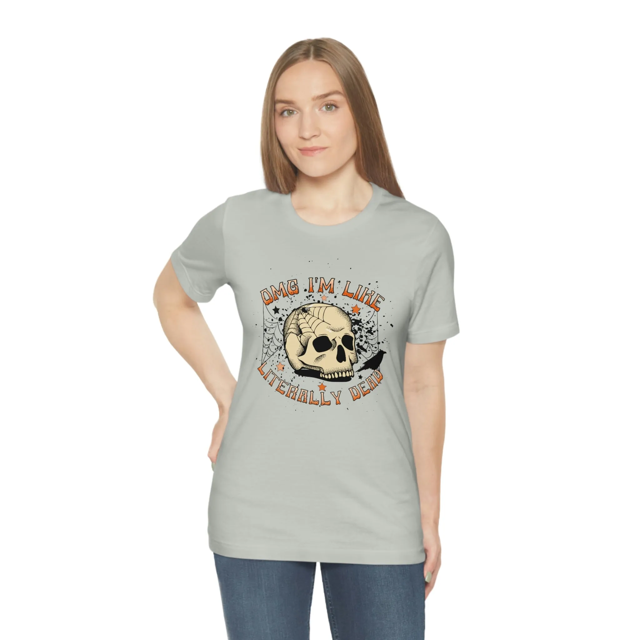 "Literally Dead" Skull And Spiderweb Tee - Unisex Shirt