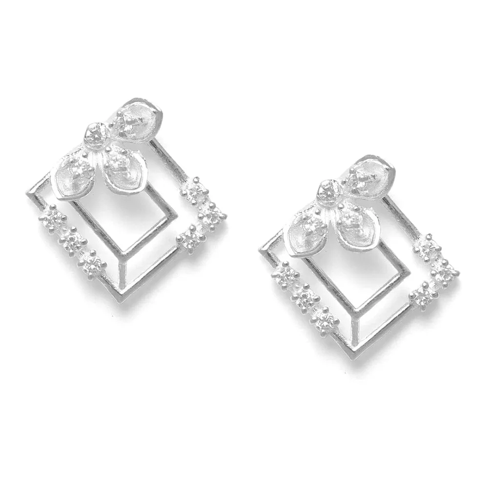 Serene Silver Zircon Studs