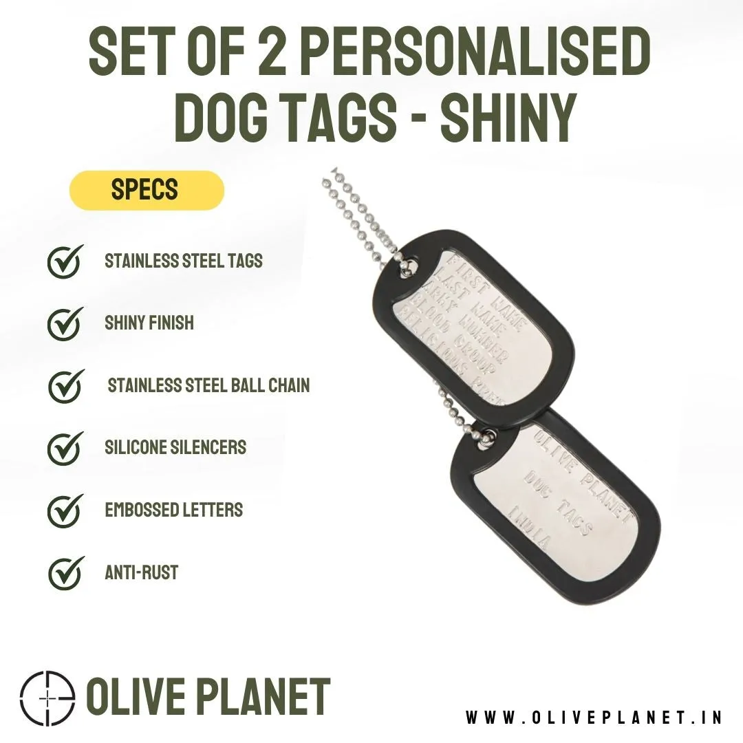 Set Of 2 Personalised Dog Tags - Shiny