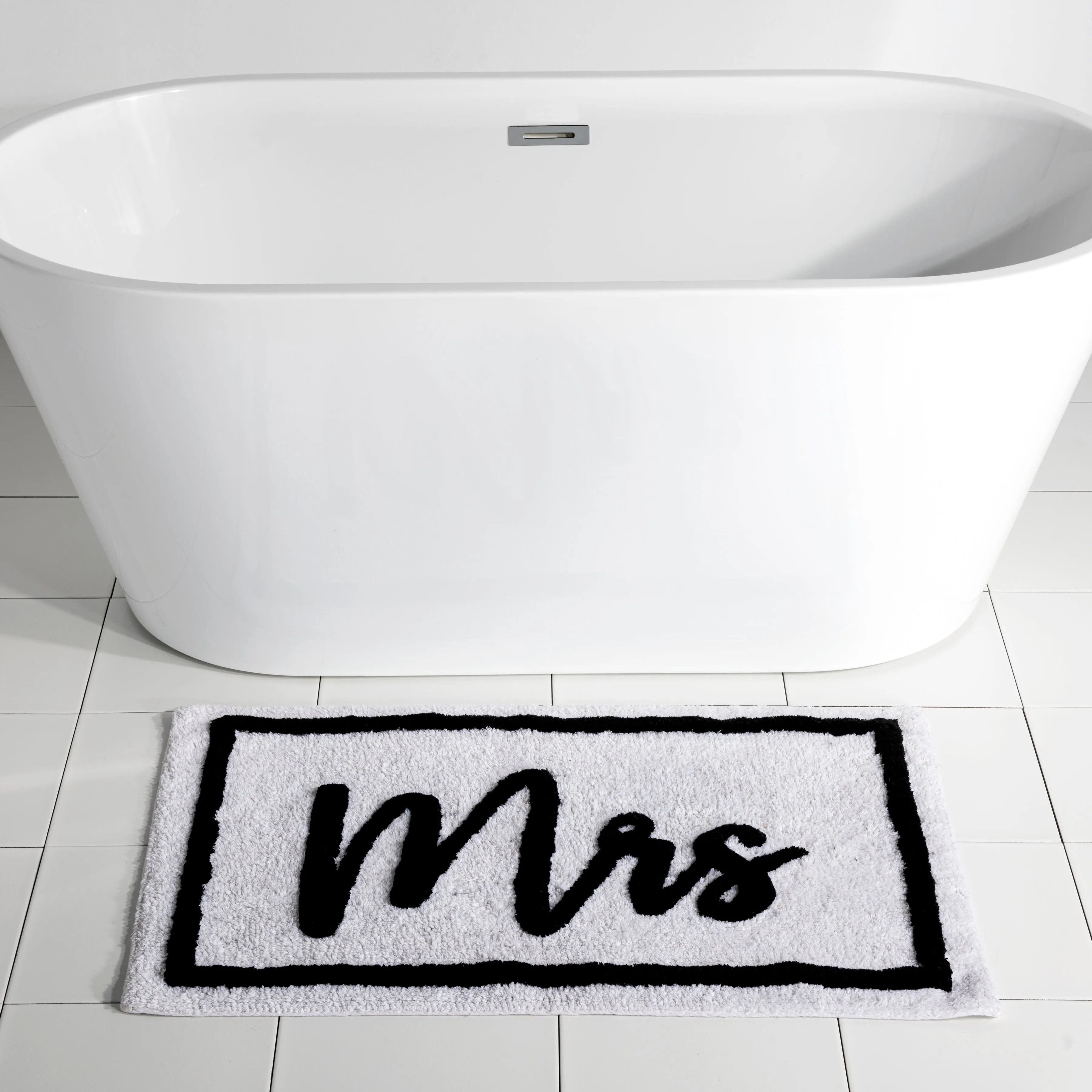 Shiraleah "Mrs" Bath Mat, White - FINAL SALE ONLY