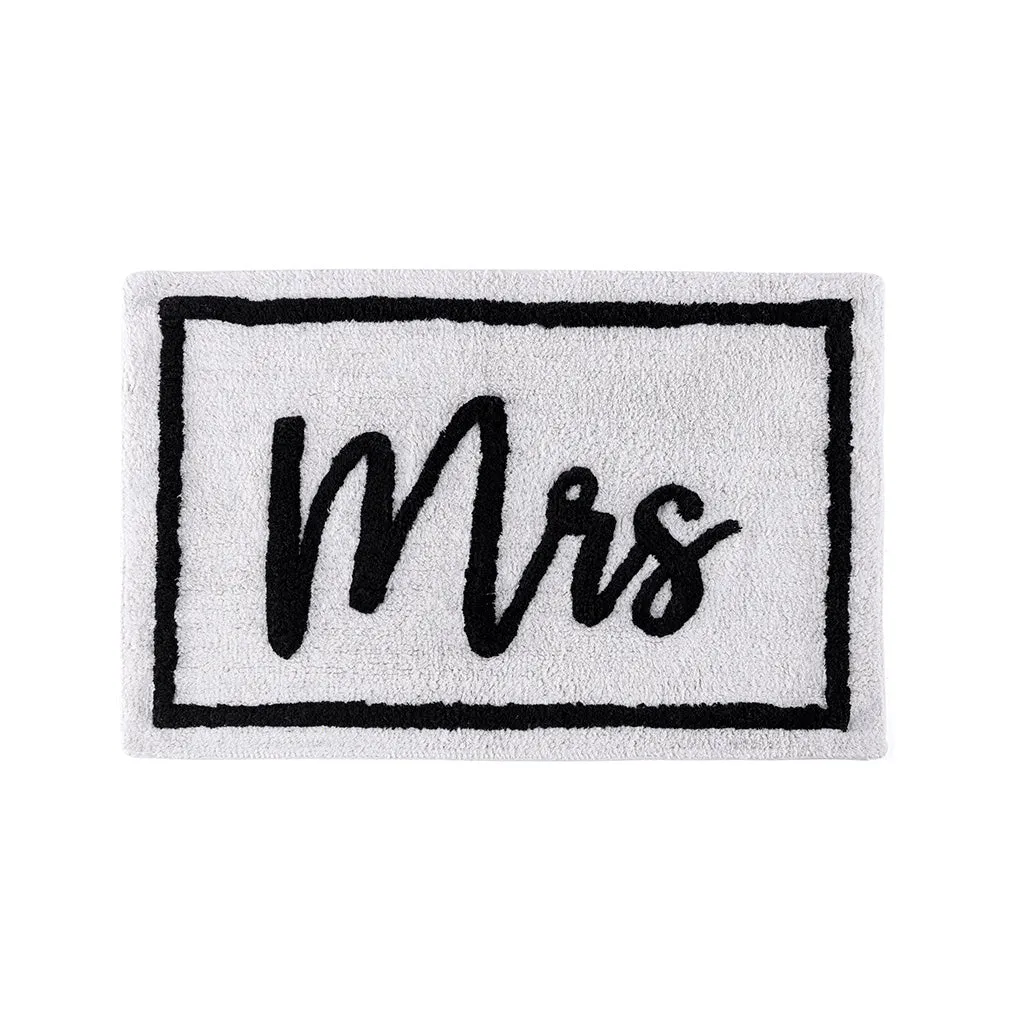 Shiraleah "Mrs" Bath Mat, White - FINAL SALE ONLY