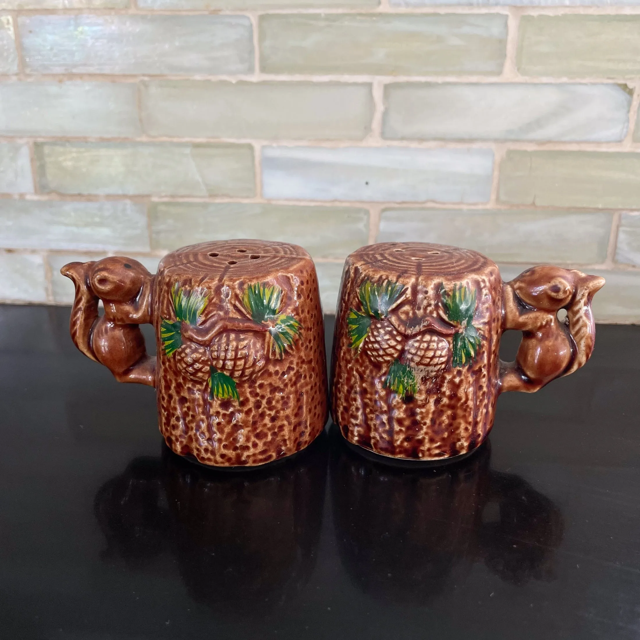 SOLD Vintage Squirrel Salt Pepper Shaker, Mountain Pinecone