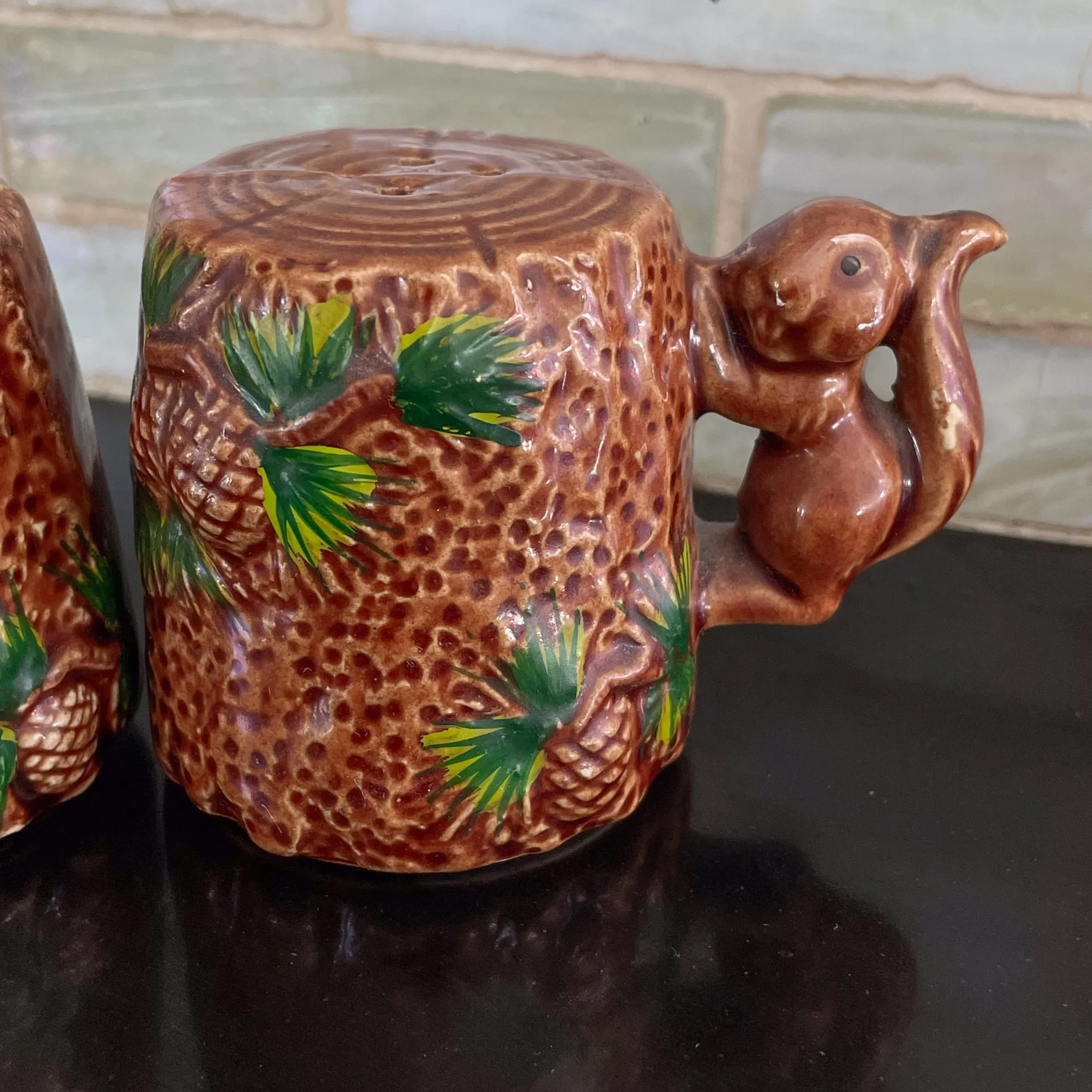 SOLD Vintage Squirrel Salt Pepper Shaker, Mountain Pinecone