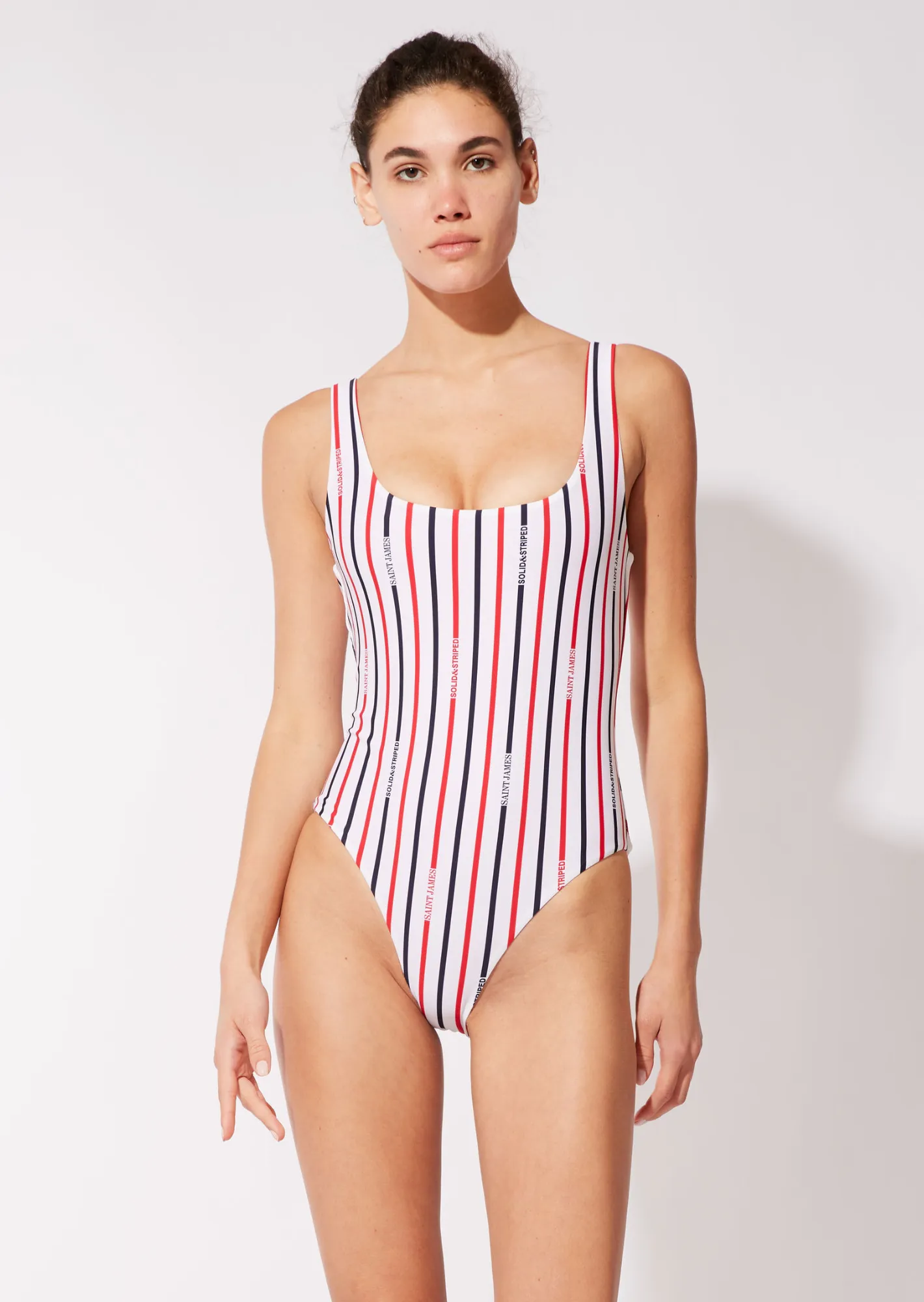 SOLID & STRIPED - The Reversible Anne-Marie (WHITE / NAVY / RED)