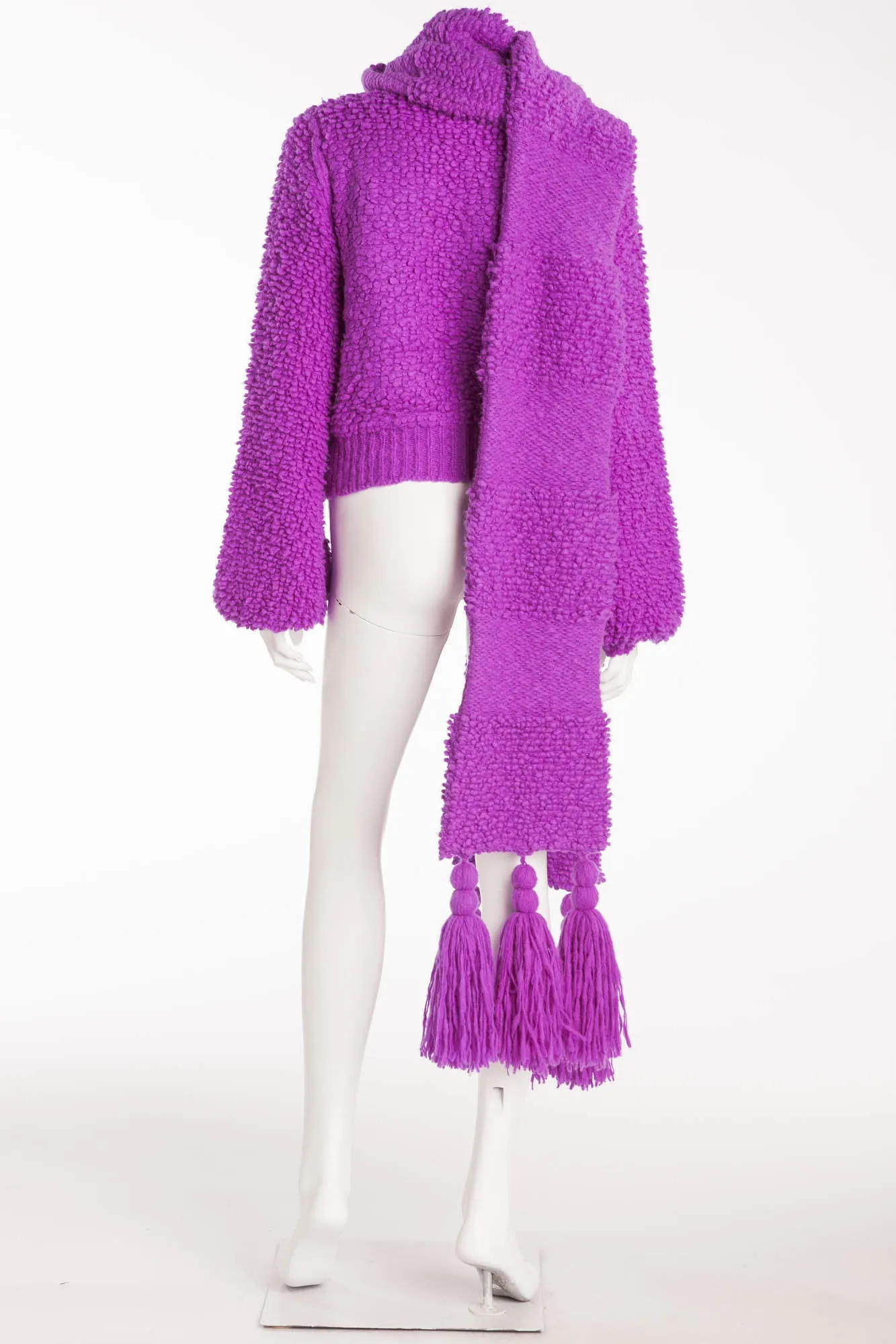 Sonia Rykiel - As seen on the 2008 Runway Collection - 2PC Purple Knit Sweater and Matching Scarf - S