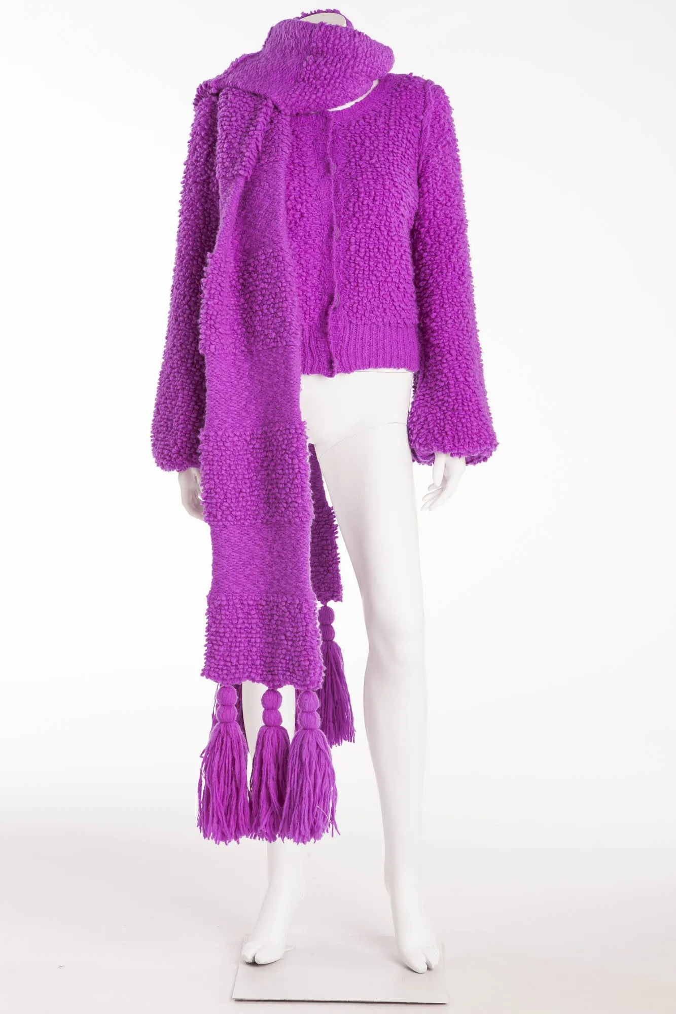 Sonia Rykiel - As seen on the 2008 Runway Collection - 2PC Purple Knit Sweater and Matching Scarf - S