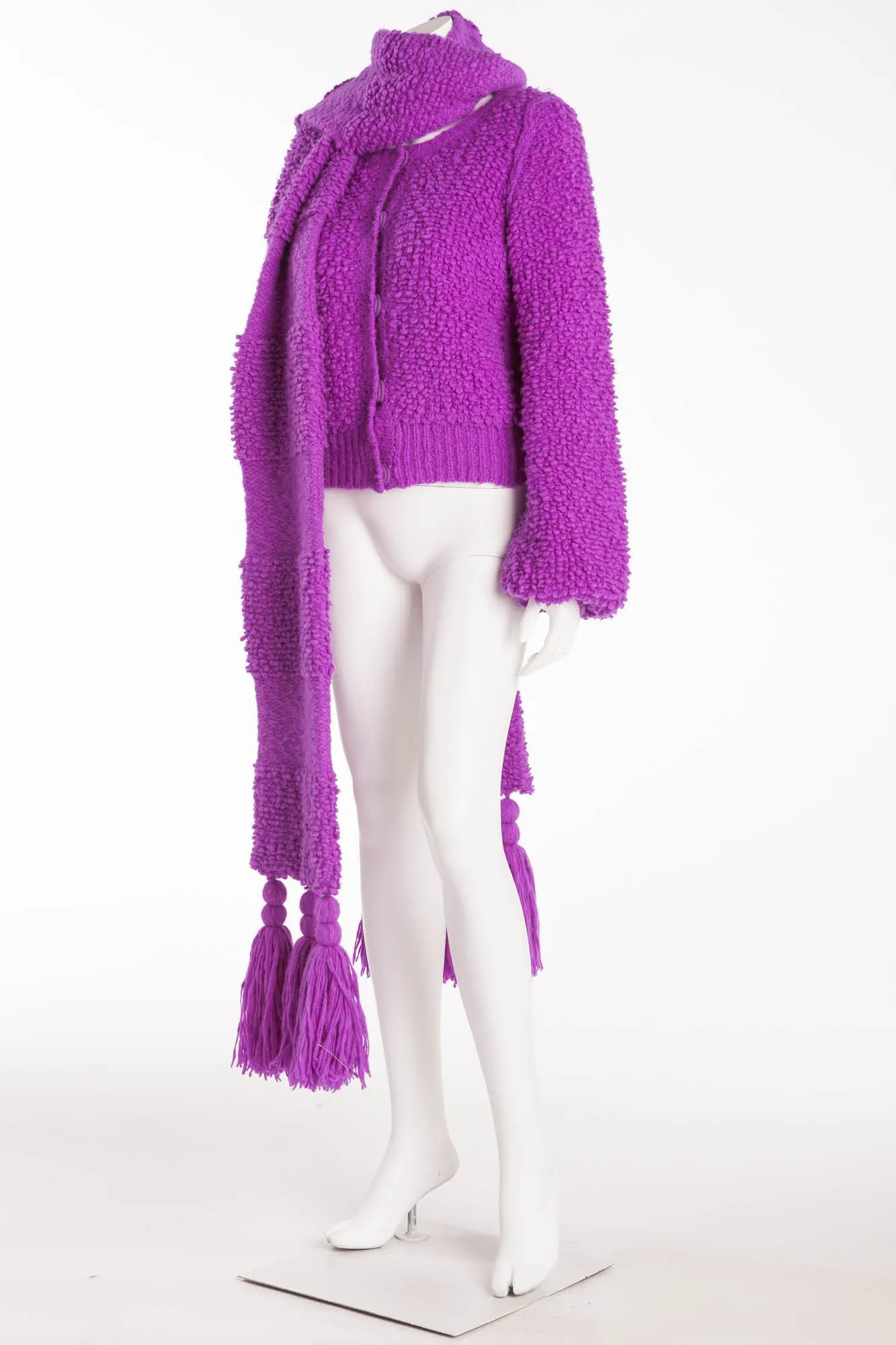 Sonia Rykiel - As seen on the 2008 Runway Collection - 2PC Purple Knit Sweater and Matching Scarf - S