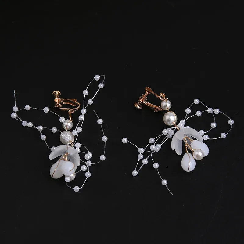 Spring Bohemian Girls Bridal Pearl Hair Headdress Flower Wreath Bride Garland Head Hoop Headbands Hair Jewelry Children Gifts