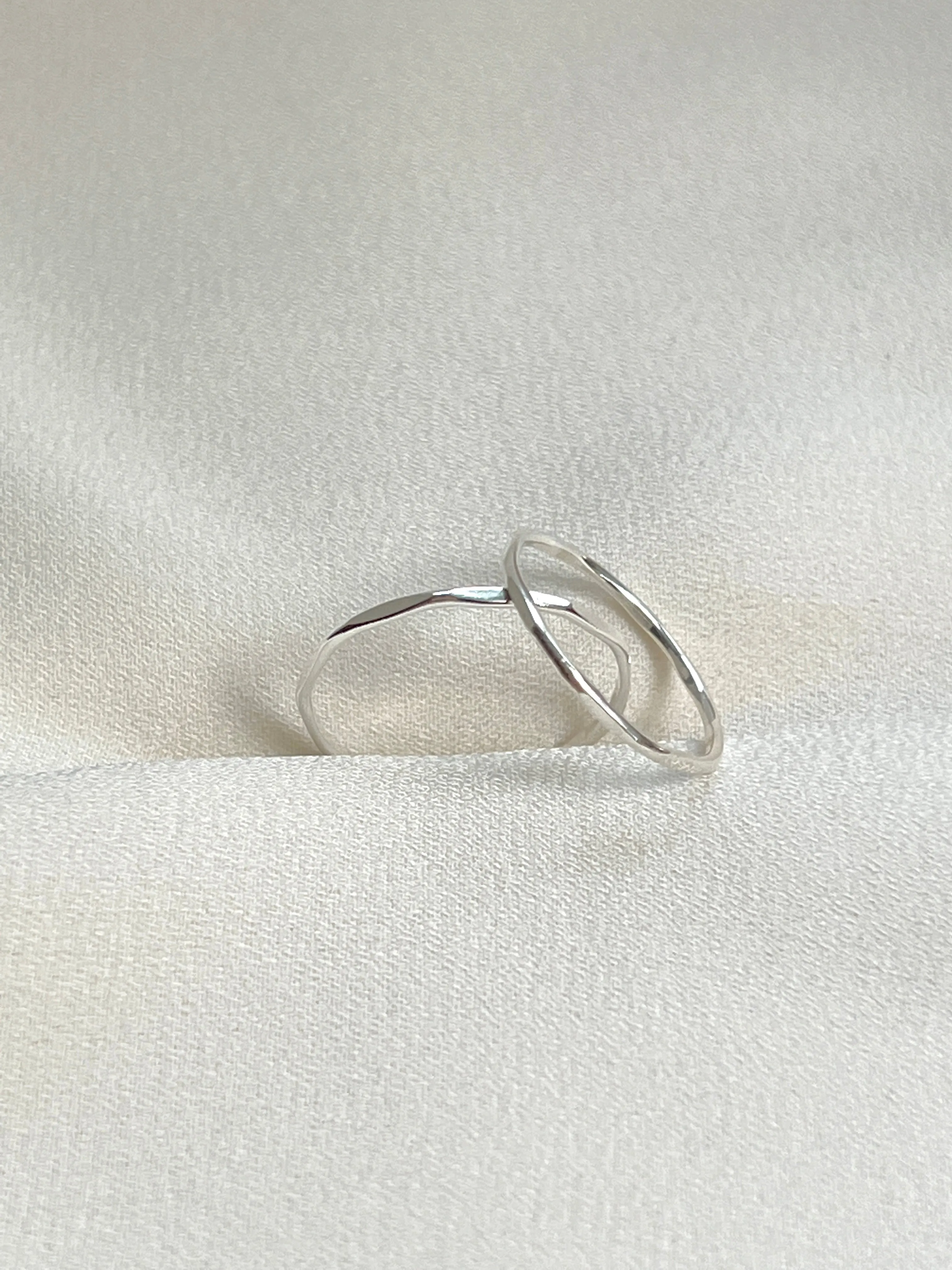 Sterling Silver Flat Hammered Stacking Ring