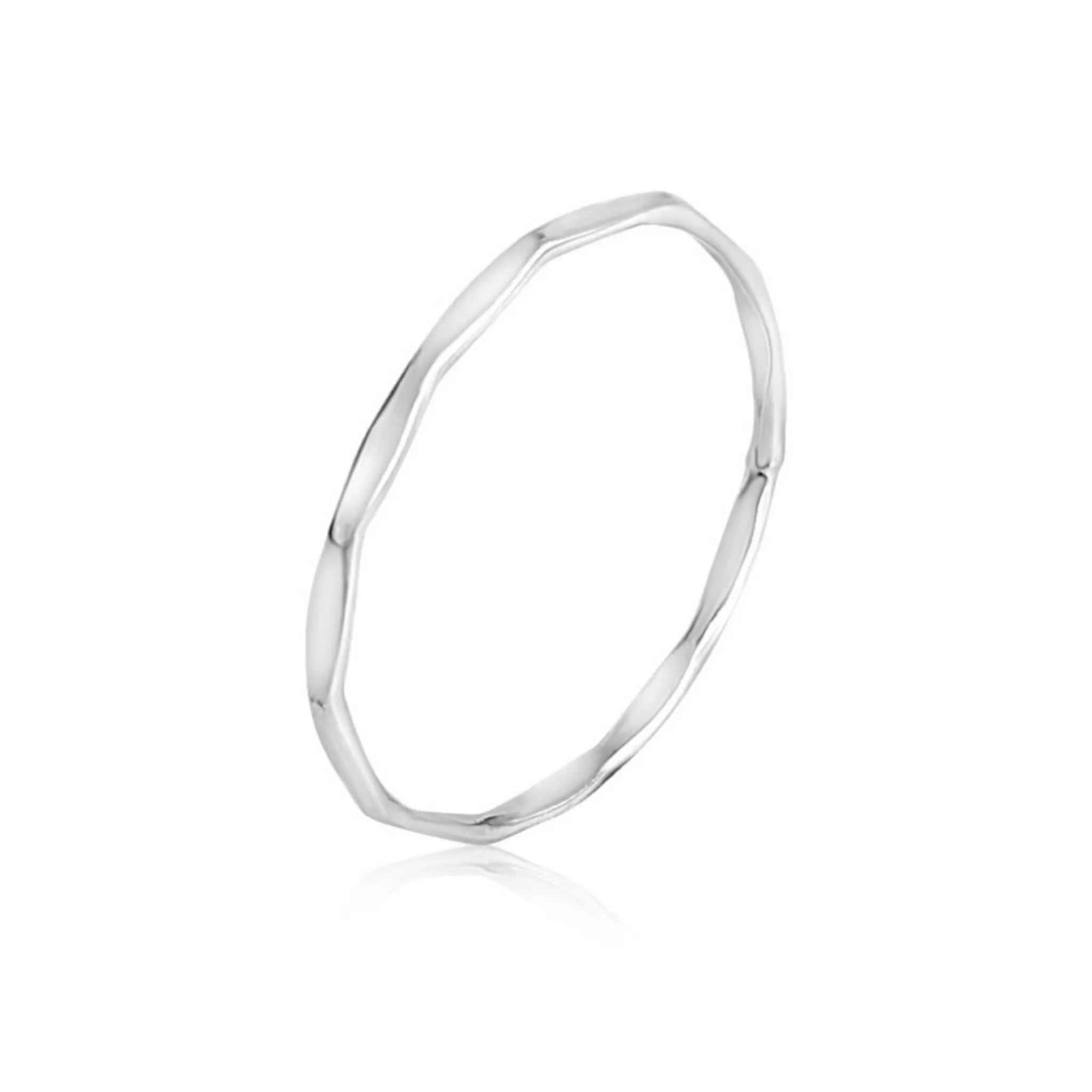 Sterling Silver Flat Hammered Stacking Ring