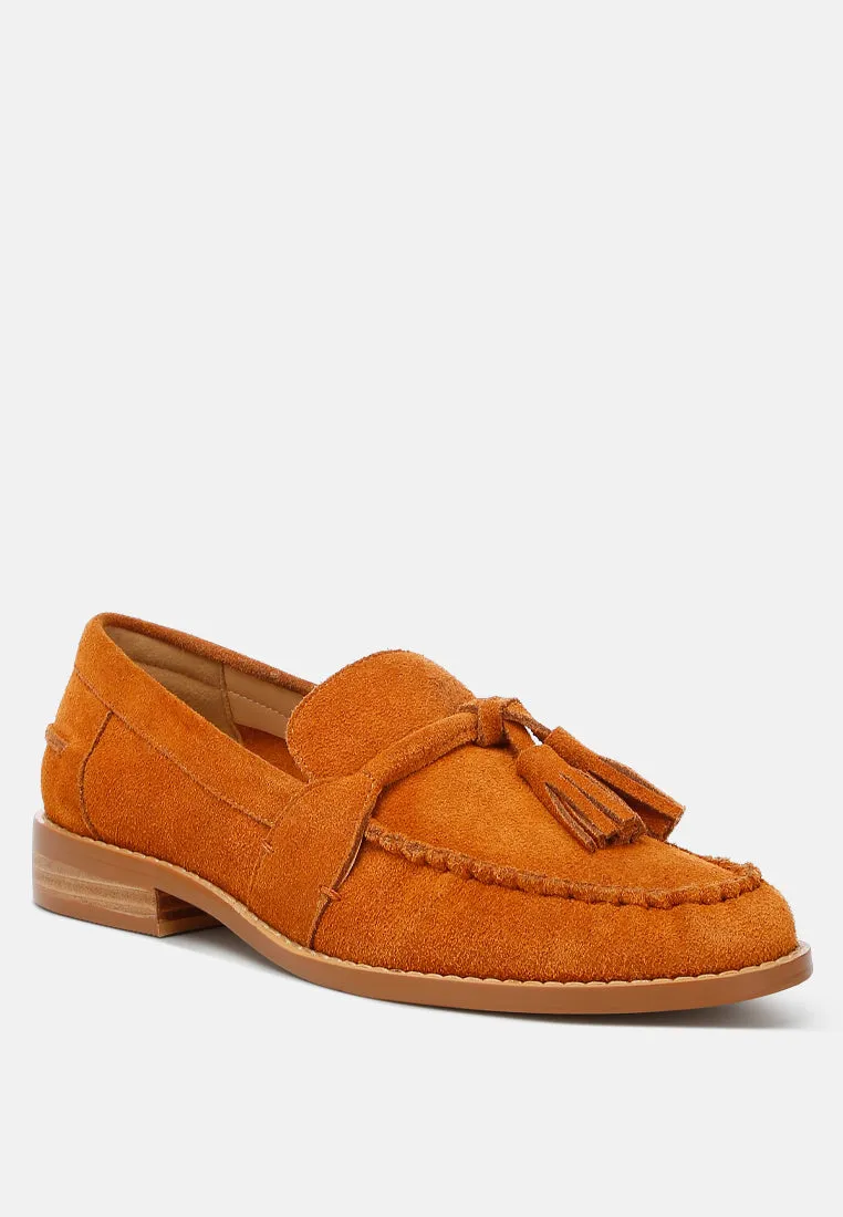 Tassels Detail Suede Loafers By Ruw