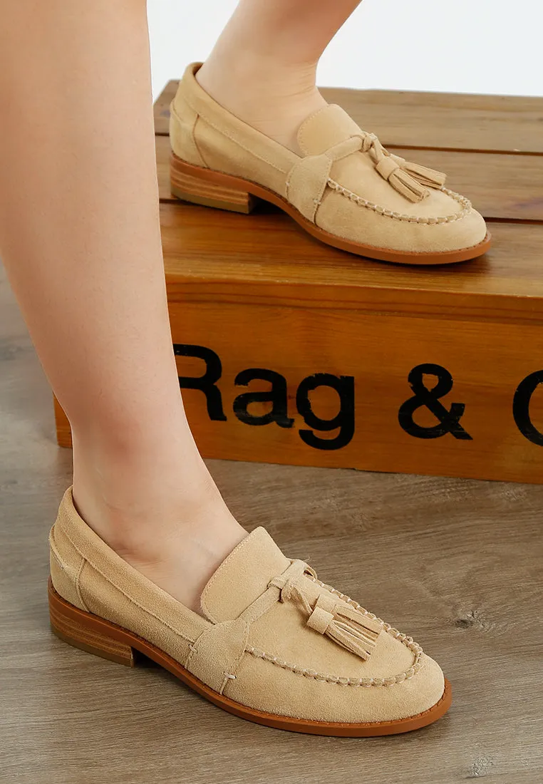 Tassels Detail Suede Loafers By Ruw