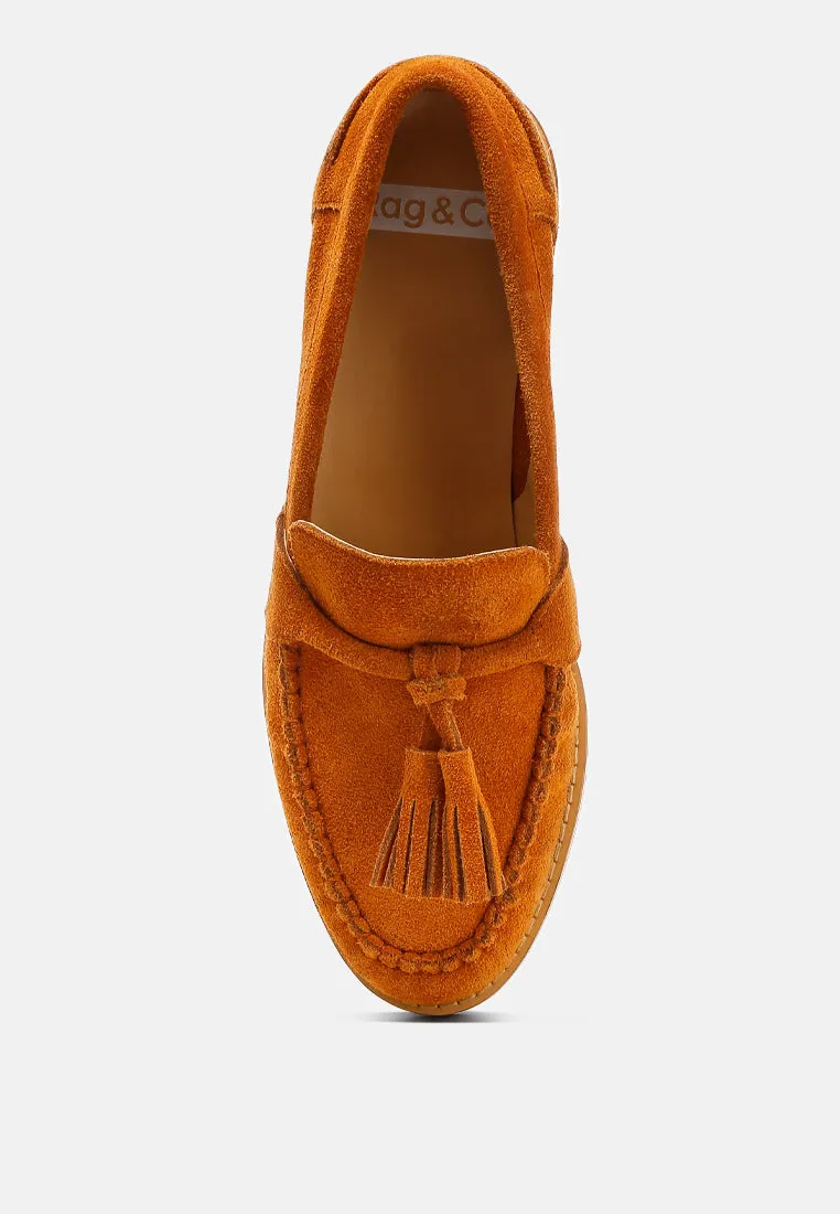 Tassels Detail Suede Loafers By Ruw