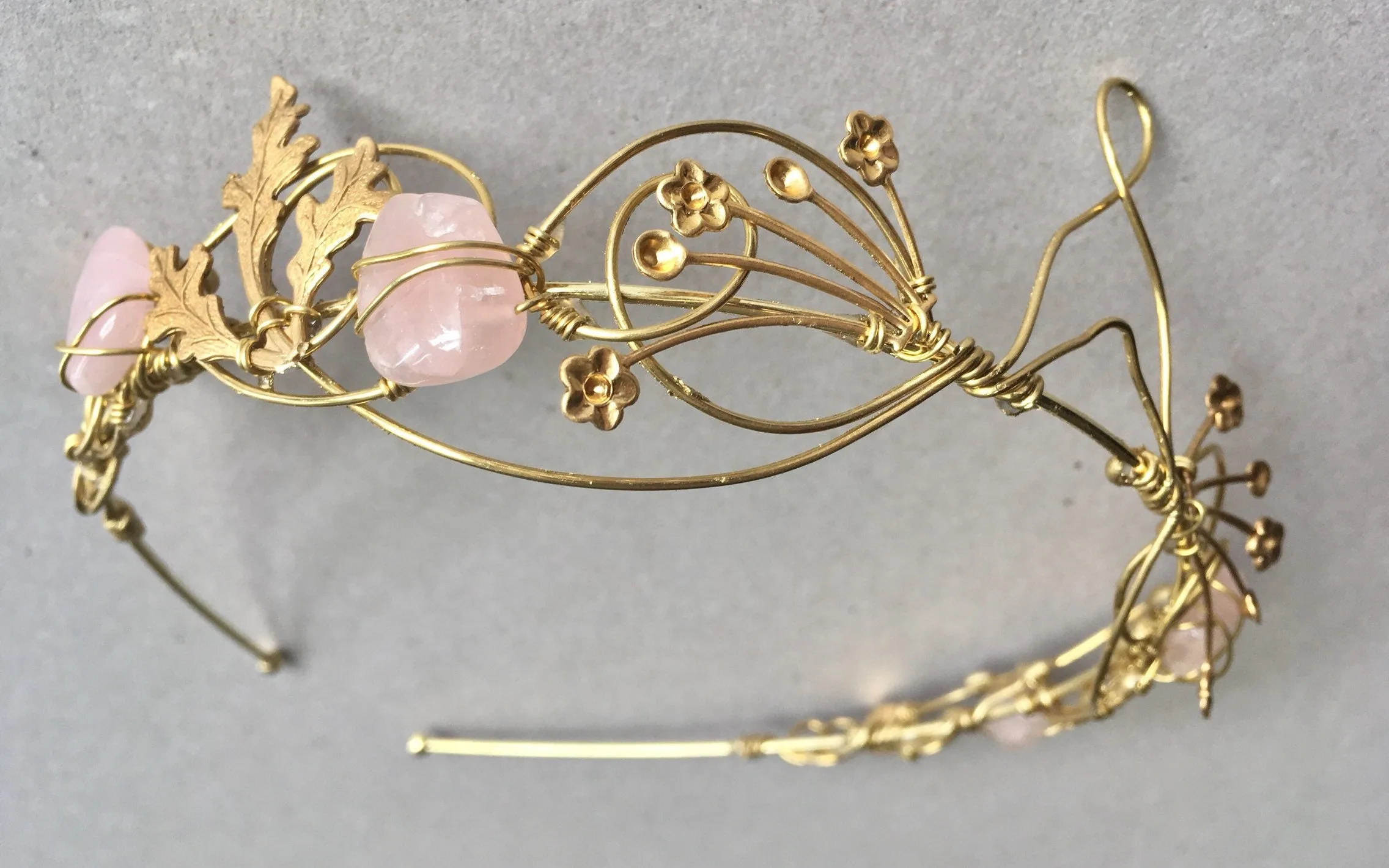 The ANAIS Rose Quartz Leaf Crown