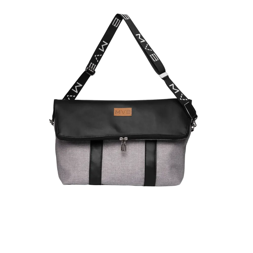 The Versa Flop Cork Vegan Messenger Bag | Grey & Black