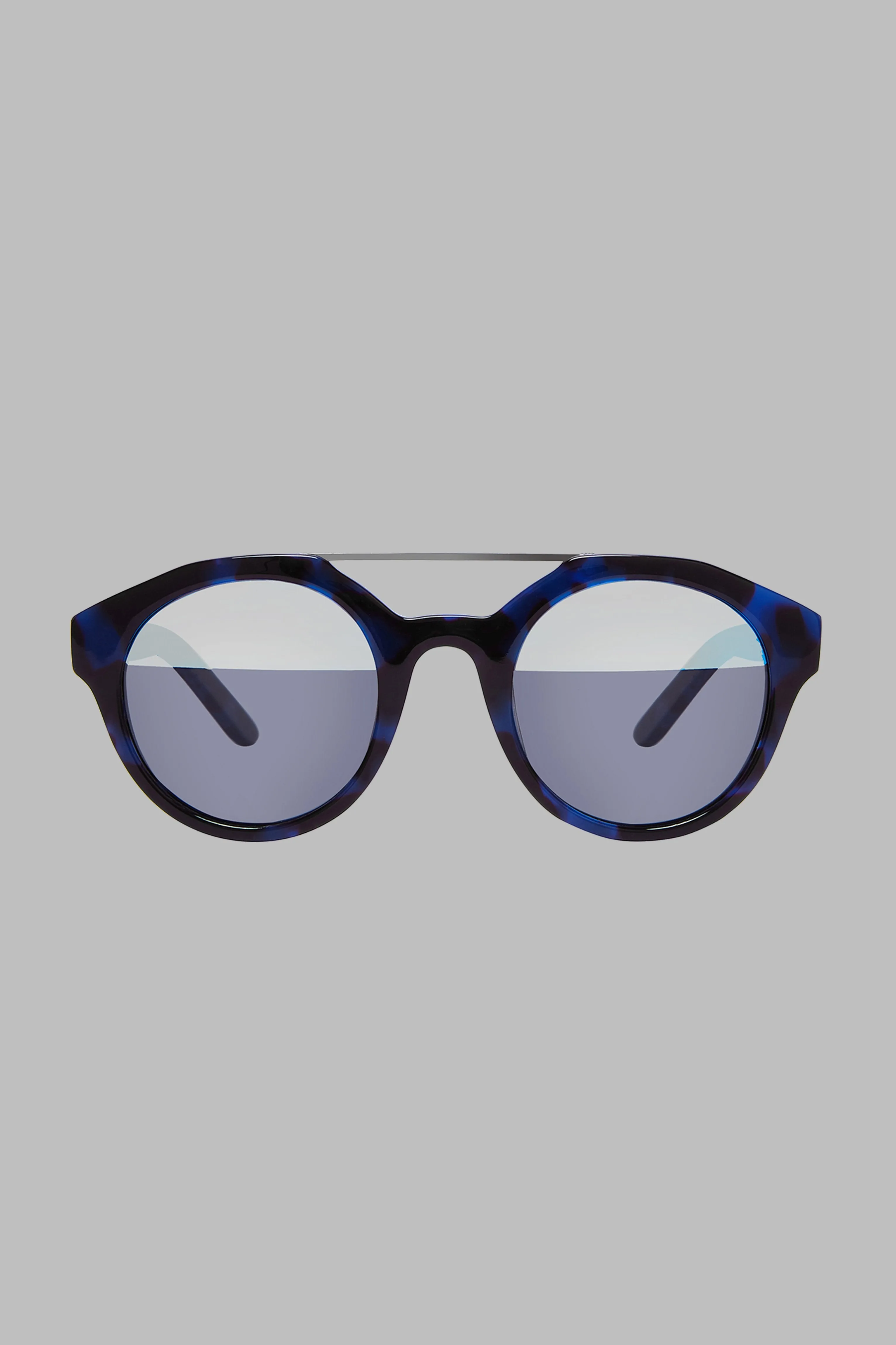 Undercover 1: Aviator-Style Navy Tortoise Shell Acetate Split Mirrored Sunglasses