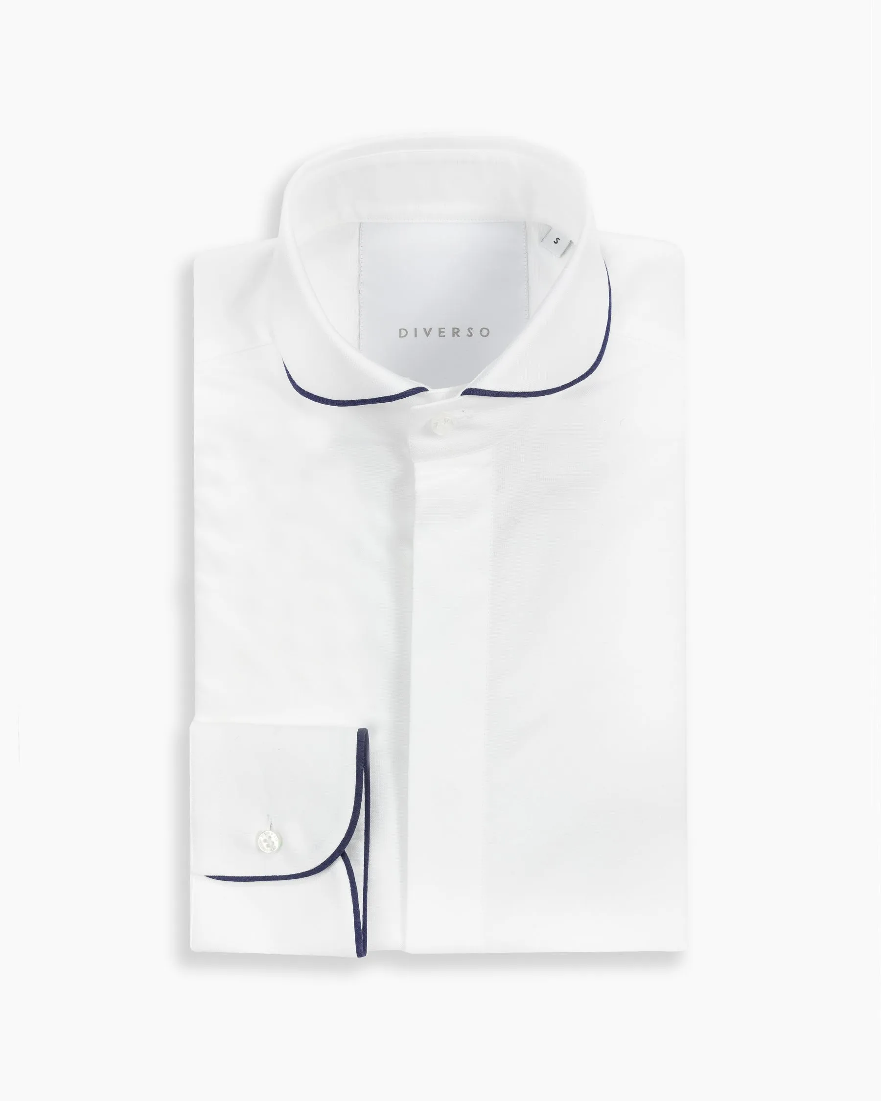 White & Navy Piping Shirt