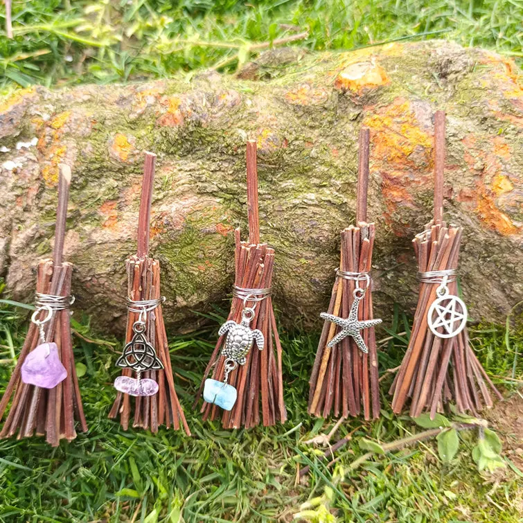 Wholesale 10*4*2cm Car Pendant Witch Mini Broom Pendant Decoration