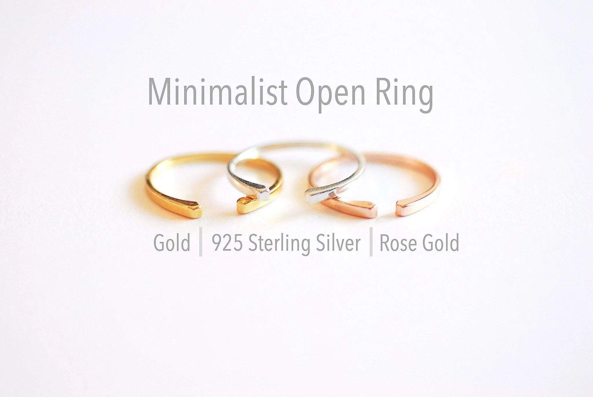 Wholesale Minimalist Open Ring- Sterling Silver, Gold, open edge ring, stacking ring, dainty ring, Minimalist ring, Dainty Ring, Adjustable Ring, Boho