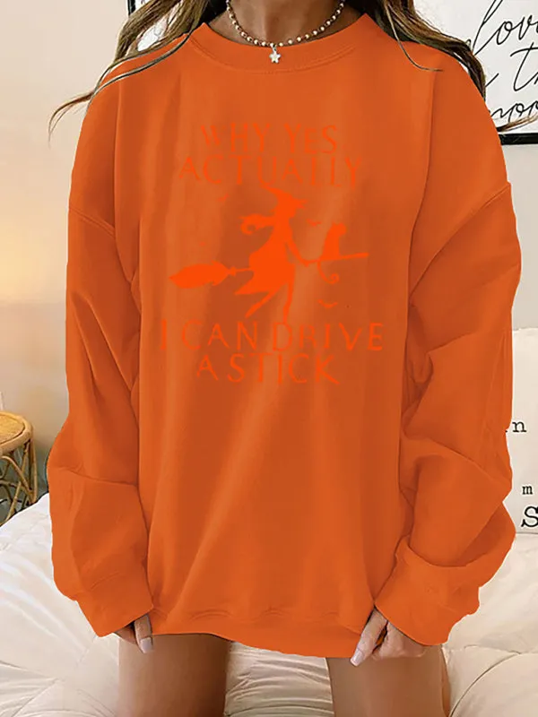 Women's Halloween Witch Print Loose Fit Sweatshirt