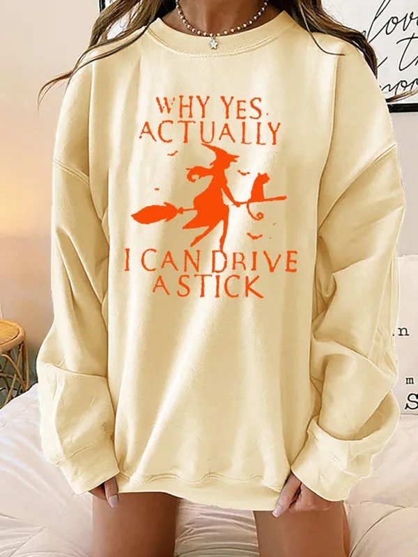 Women's Halloween Witch Print Loose Fit Sweatshirt